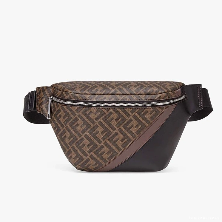 Cheap HOT Fendi FF Fabric Belt Brown In Coffee Bag Motif 0809